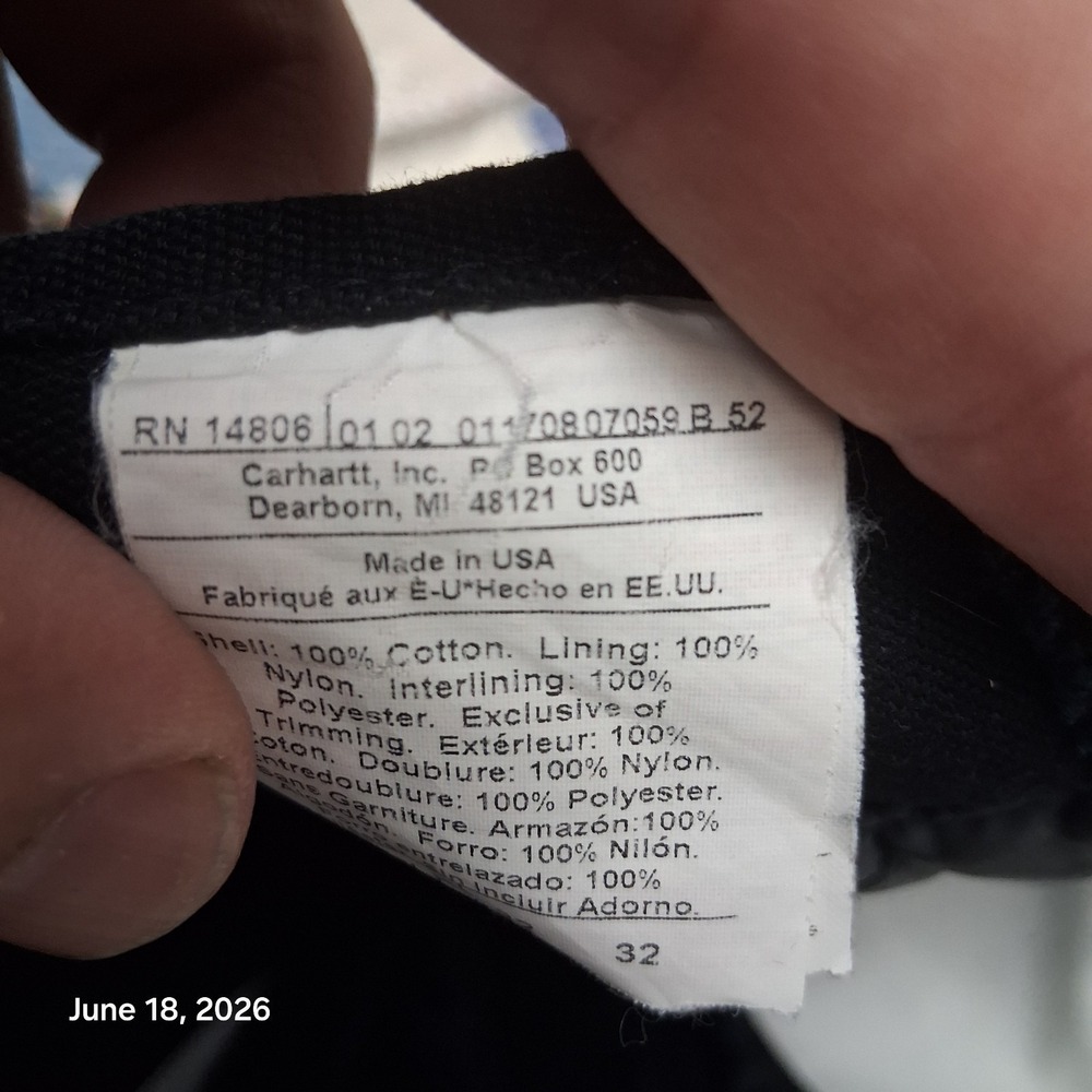 Vintage 2002 Carhartt R03 BLK Insulated Black Double Knee Overall Bibs Sz 32x32 - Picture 6 of 15